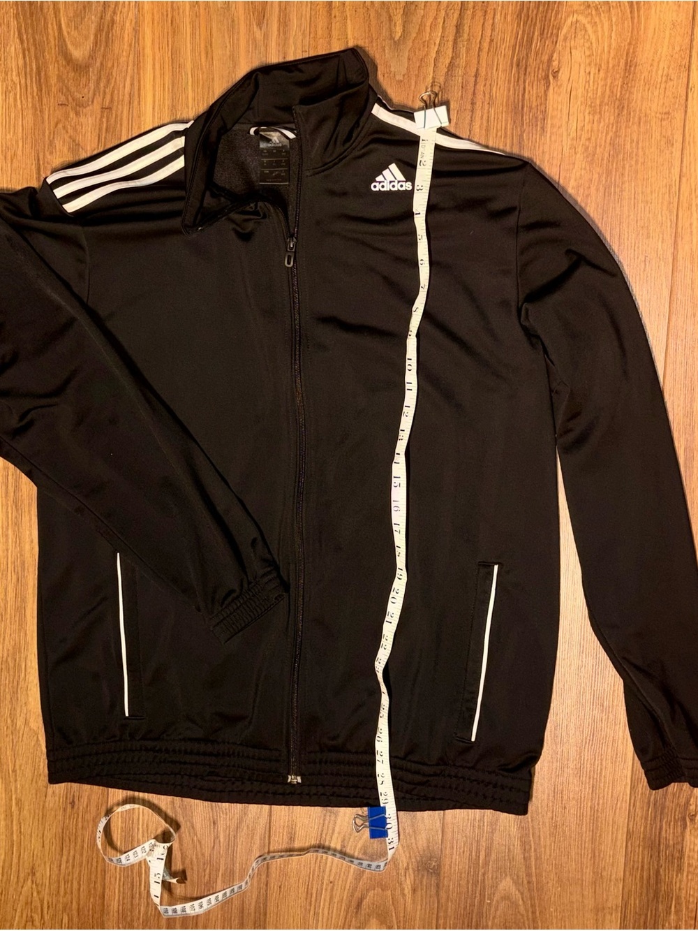adidas Black Full-Zip Performance Jacket with White Stripes